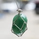 thumbnail image 5 of Collar de bolsillo de malla de cristal natural de metal con colgante tejido y cadena de malla., 5 of 5