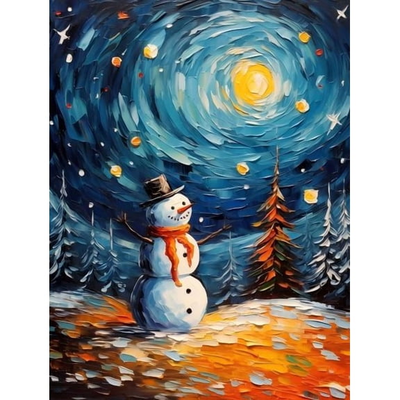 HsdsBebe DIY Diamond Art Painting Kit,Starry Sky Snowman Art Craft Gem Painting Adult and Children Diamond Art