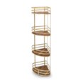 thumbnail image 1 of Esquinero Para Baño Estante Organizador Mueble Para Baño 4 Niveles Metalico Dorado Madera Acacia, 1 of 11