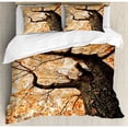 thumbnail image 3 of Forest Duvet Cover Set Twin Size, Body of Old Tree Seedling Botany Woodsy Roots Falling Maple Leaf Design Print, Decorative 2 Piece Bedding Set with 1 Pillow Sham, Orange Brown, by Ambesonne, 3 of 3