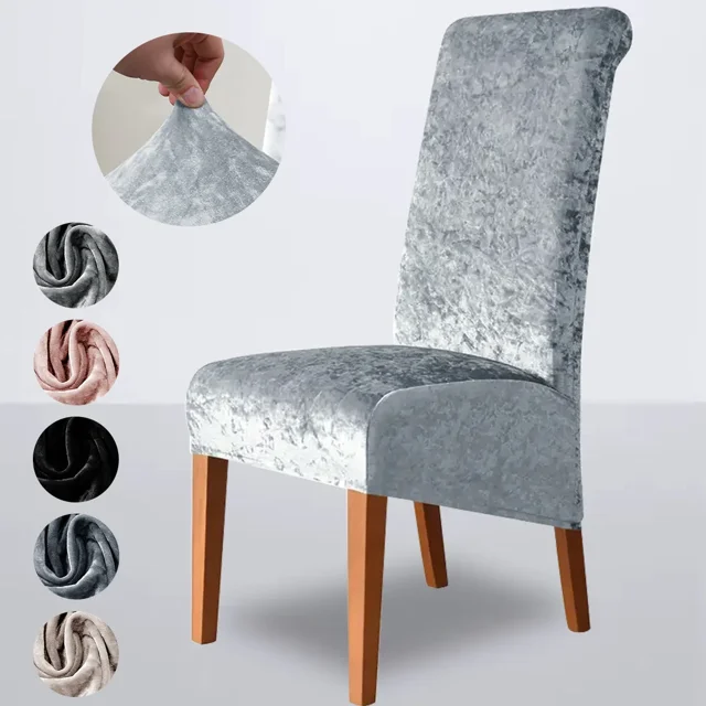 2 piezas de funda para silla de comedor de terciopelo, paquete completo, elástica, para hogar, hotel, restaurante, banquete, color sólido, funda para asiento de silla, protector de muebles
