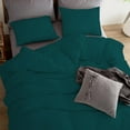 thumbnail image 2 of 3 Pcs Duvet Cover Set 100% Egyptian Cotton 1000 Thread Count with Zipper Closure & Corner Ties - Oversized Queen Size (98" x 98") Inch, Teal Solid, 2 of 5