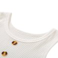 thumbnail image 3 of AMERTEER 2PCS Toddler Kids Little Girls Solid Color Button Tank Tops Flared Jeans Summer Outfits White 3 Years, 3 of 6