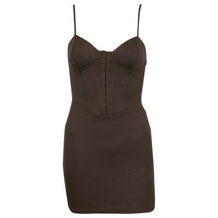 Wild Fable Women s Sleeveless Corset Mini Knit Bodycon Dress Dark Brown  Medium