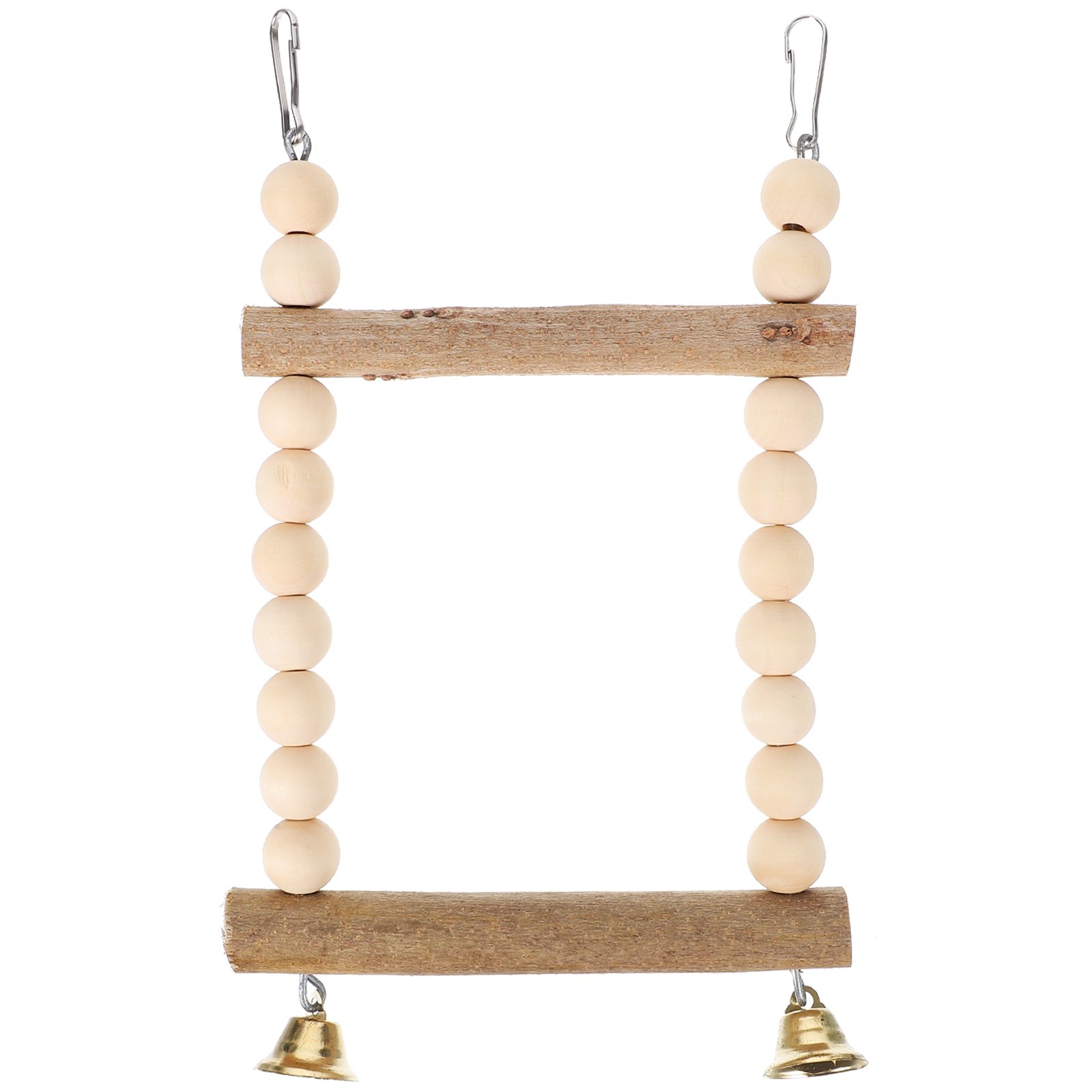 COMPUKAS Light Brown Wooden Bird Cage Swing with Chewing Perch for Parrots and Parakeets