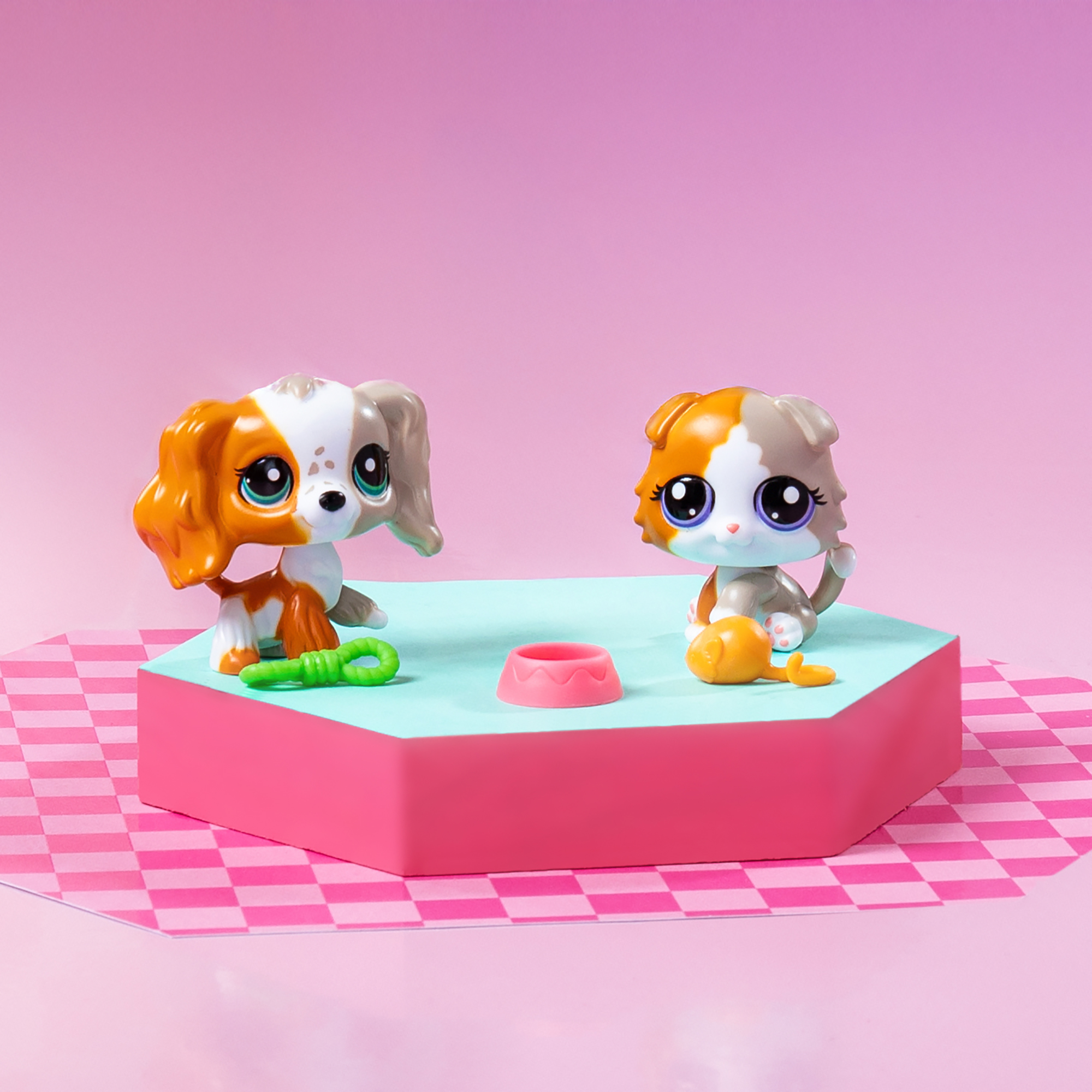 Littlest Pet Shop LPS Mystery Bag - 3 Pets & 7 Accessories (Cat & Dog Figures, Used)