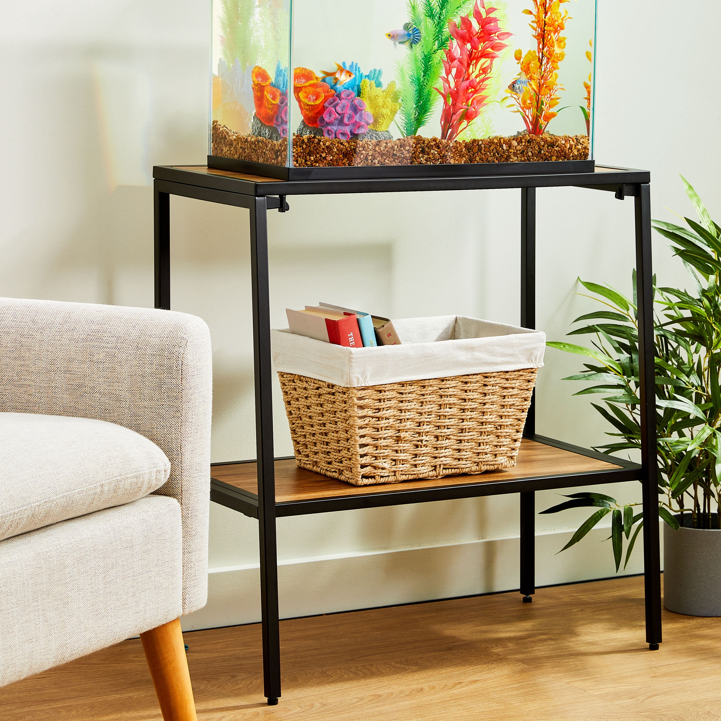 Vibrant Life Aquarium Stand, Warm Walnut Finish, 25.75"L x 14.76"W x 28.03"H