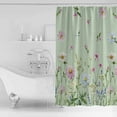 thumbnail image 2 of Shower Curtain, Farm Flower Wildflower Herb Waterproof Shower Curtain Set with Hooks for Bathroom Showers,Stalls and Bathtubs,72x84In Watercolor Floral on Green, 2 of 9