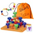 thumbnail image 2 of Skoolzy Tablero de clavijas para niños pequeños, 34 piezas con cordón de espuma para cordones y bolsa de almacenamiento - Tablero de clavijas para niños pequeños - Tablero de clavijas apilable - Jugue, 2 of 5