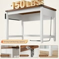 thumbnail image 5 of Enhomee Desk Small Desk with Power Outlet 40.1“W Computer Desk with Storage Bag, Brown & White, 5 of 8