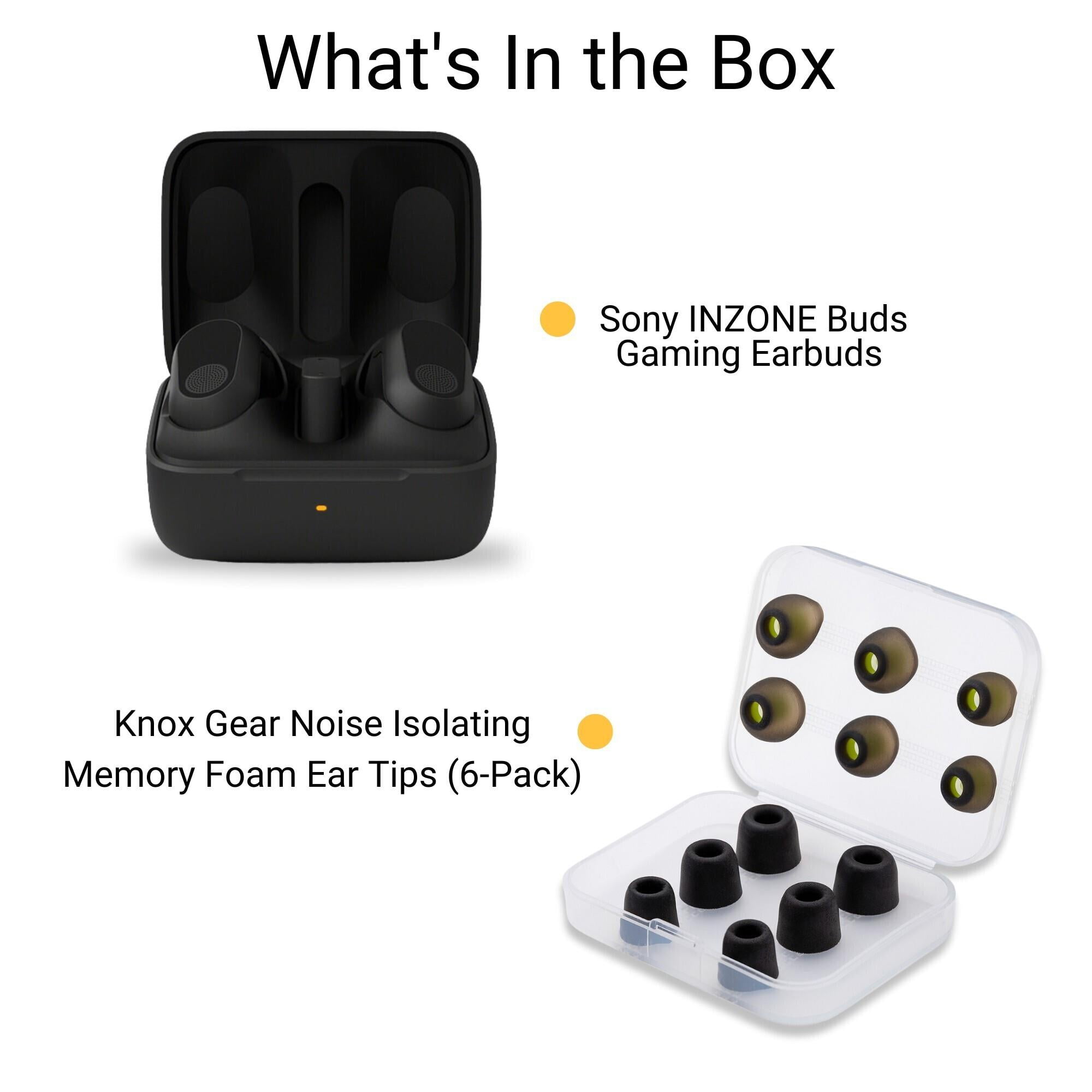 Sony WFG700NW INZONE Buds Truly Wireless Noise Canceling Gaming Earbuds (Black) Bundle with Noise Isolating Memory Foam Tips and Silicone Earbuds (3-Pairs Each) (2 Items)