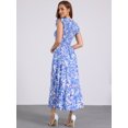 thumbnail image 5 of DARING DIVA V Neck Smocked Ruffle Tiered Maxi Dress L Blue, 5 of 7