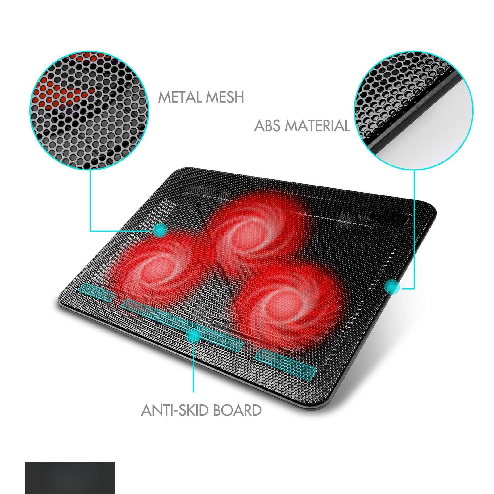 Hv-f2056 15.6-17 Inch Laptop Cooler Pad - Slim Portable Usb (3 Fans) (black+red)