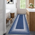 thumbnail image 3 of Garvee 2'x6' Geometric Striped Bordered Runner Rug Modern Solid Carpet, Washable Non Slip Rug for Hallway Bedroom Kitchen, Blue, 3 of 7