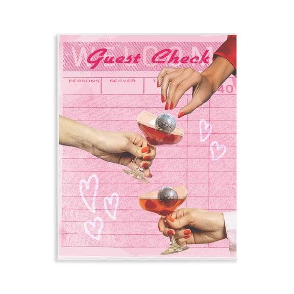 Stupell Industries Contemporary Cheers over Guest Check Wall Plaque Art, 11 x 14, by Lil' Rue