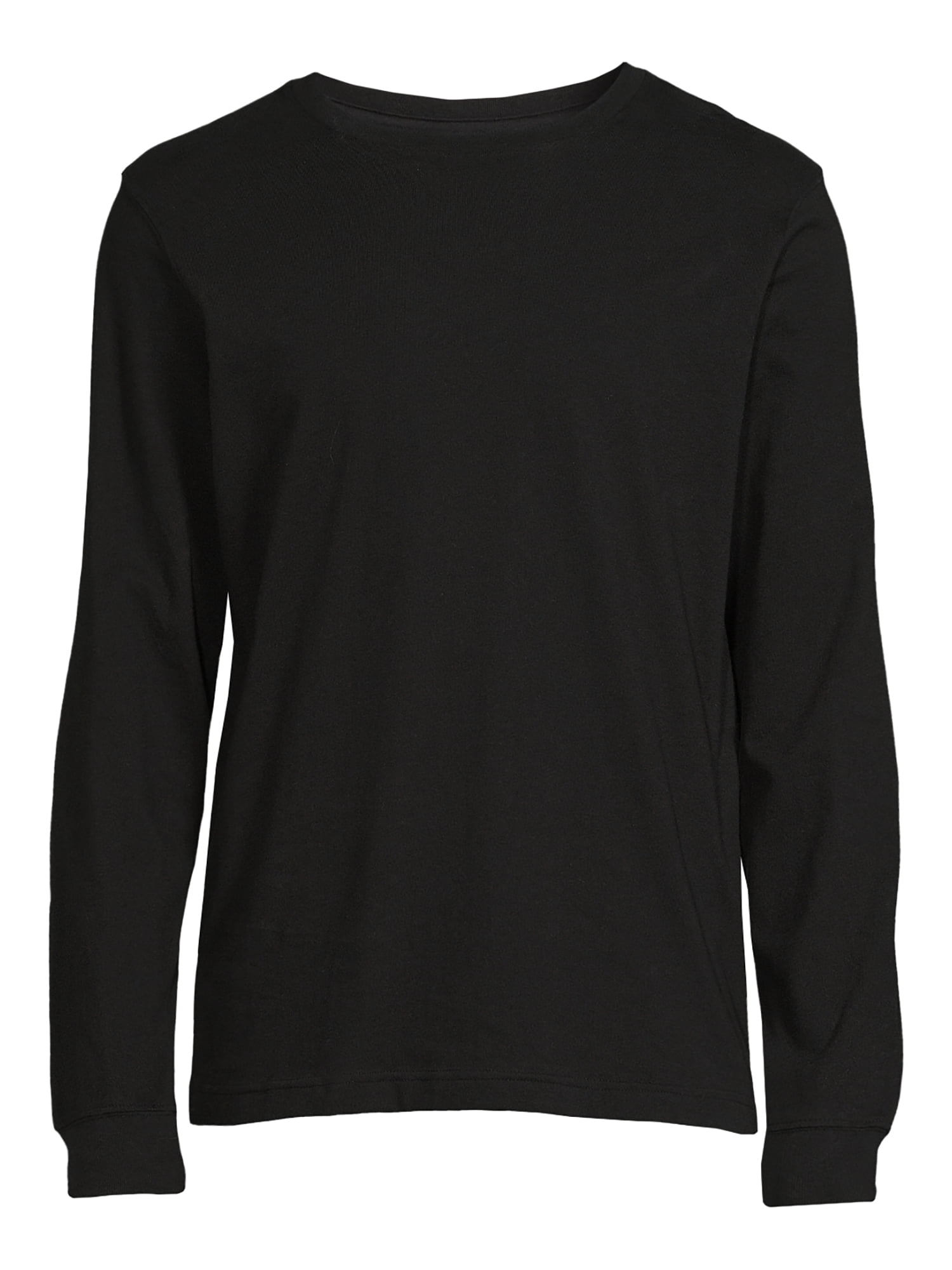 George Men's Long Sleeve Crew Neck Plain T-Shirt, Black