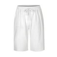 thumbnail image 3 of HCNTES Mens Casual Linen Shorts Flex Drawstring Elastic Waist Summer Beach Shorts with Pockets(White,XS), 3 of 8