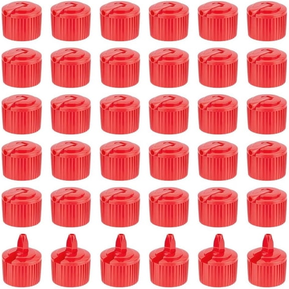 36Pcs Flip Top Dispensing Cap 24/410 Red Plastic Bottle Caps Spout Flip Caps Reusable Plastic Bottle Cap Replacement Bottles Caps for Shampoo Moisturizer Control Flow Cap 24mm Inner Diameter