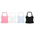 thumbnail image 2 of HH TRAF Camisola sin mangas con cuello colgante para mujer, moda de verano, informal, ajustada, lisa, sin espalda, con cremallera lateral, corta, en 4 colores, 2 of 4
