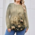 thumbnail image 4 of TQWQT Womens Plus Size Tops 4x-5x Long Sleeve Shirts Floral Graphic T-Shirt Crewneck Tunic Fall Casual Tunics Blouses Gray 4XL, 4 of 5