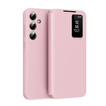 for Samsung Galaxy S25  Case Smart Clear View, Slim Design Wallet Leather Anti-Scratch Shockproof Phone Case, Card Holder Pocket Cover For Samsung Galaxy S25  Smart View,Pink