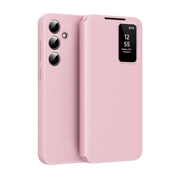 Designed For Samsung Galaxy S26 Flip Phone Case,With Card Slots,With Smart Window,Drop Protection Shockproof Protective Ultra Slim Phone Case Compatible with Samsung Galaxy S26,Pink