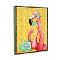 thumbnail image 4 of Stupell Industries Flamingo Calling Dial Telephone Groovy Flowers Wallpaper Graphic Art Luster Gray Floating Framed Canvas Print Wall Art, Design by Amelie Legault, 4 of 5