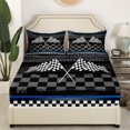 thumbnail image 3 of Erosebridal Sports Racing Flag Full Sheet Sets, Race Car Bedding Full Size, Square Geometry Decor, 3 of 7