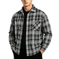 thumbnail image 2 of Lenpel Men's Oversized Shirts Plaid Long Sleeve Collared Button down Shirts Casual Loose Work Tops with Pocket Fall Clothes(Black bb2,X-Large), 2 of 6