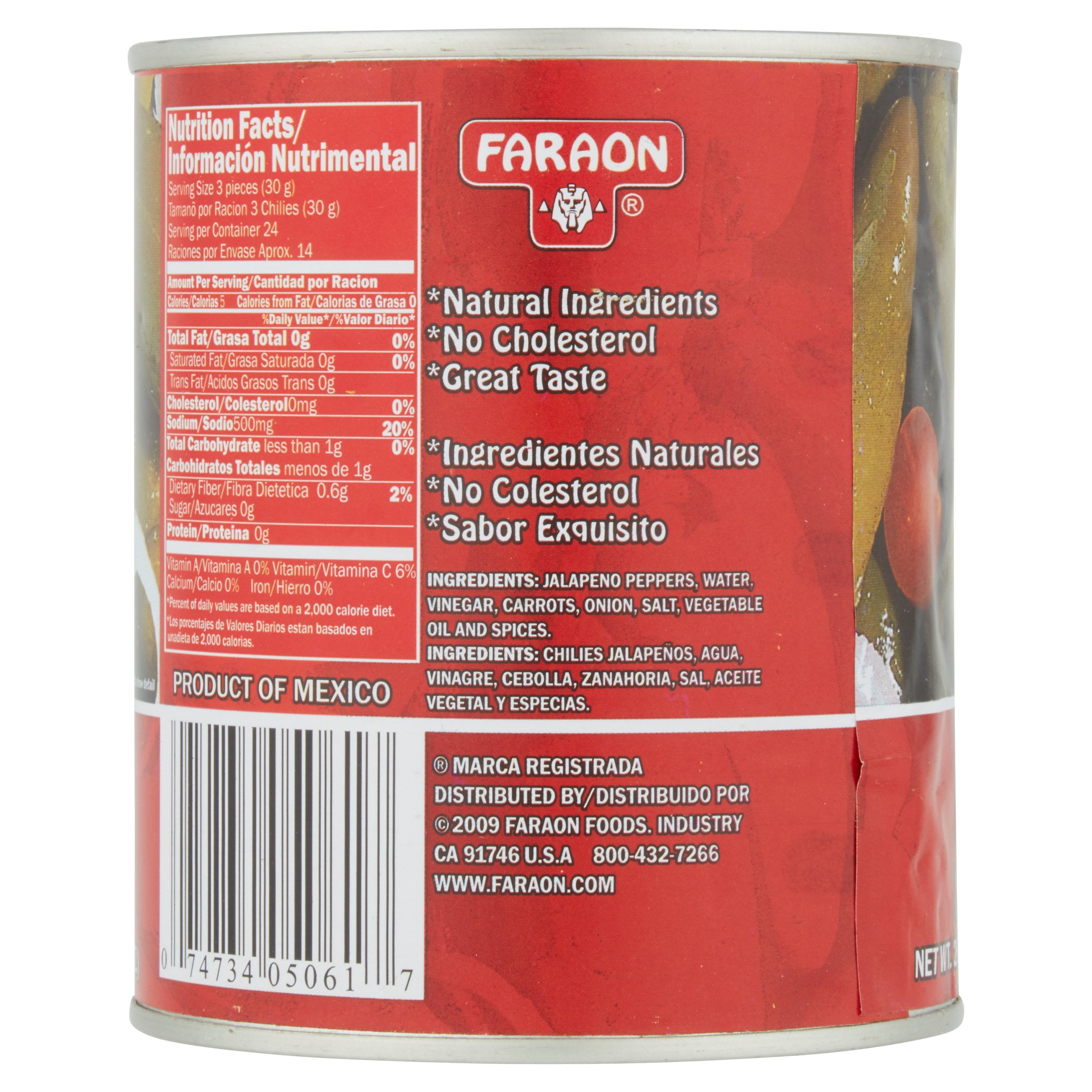 Faraon Green Pickled Jalapeo Peppers, 26 Oz