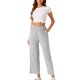thumbnail image 2 of Pantalones de pijama de algodón para mujer INSPIRE CHIC con cintura elástica, sueltos, pantalones de lounge con bolsillos, sudaderas 2XL gris claro, 2 of 6