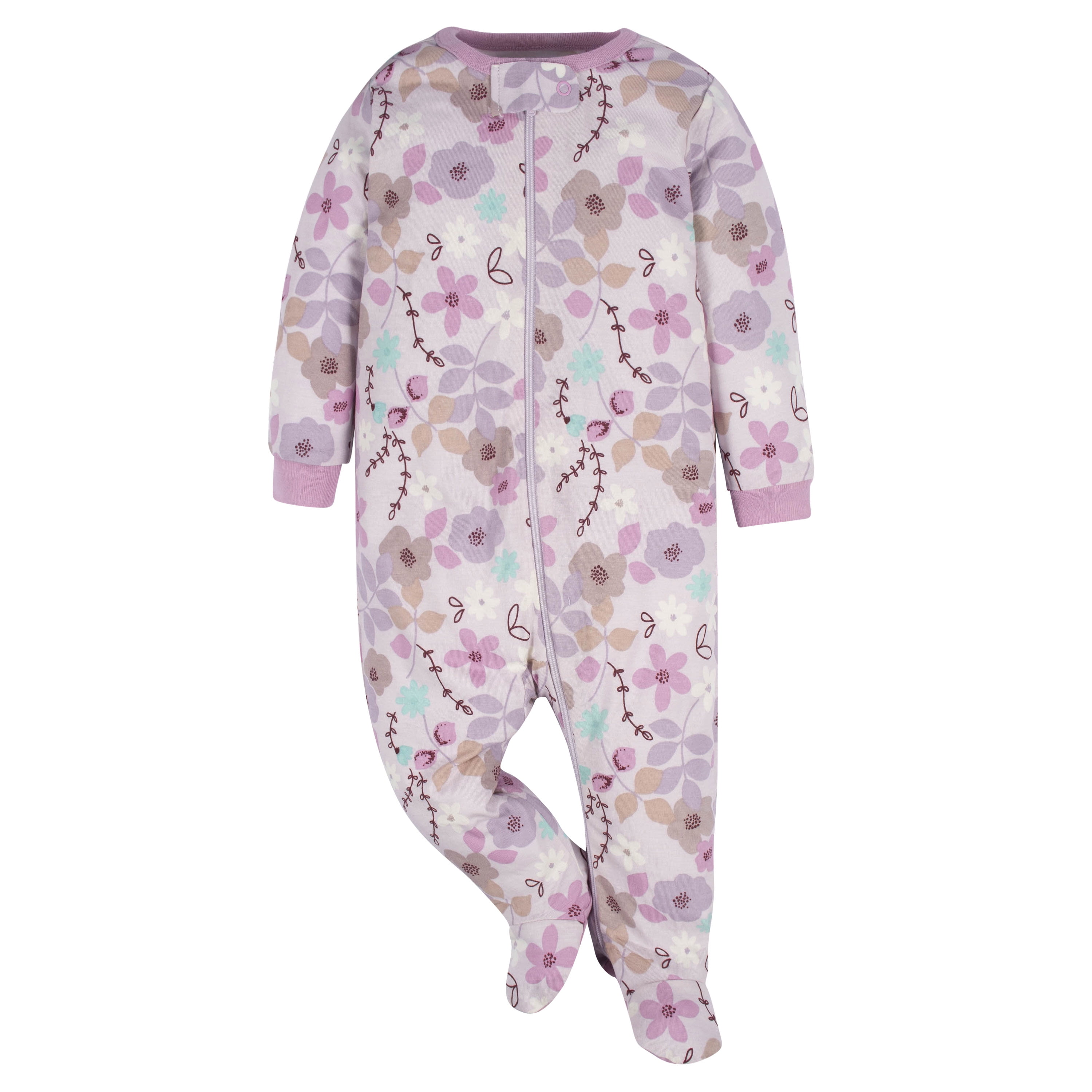 Gerber Baby Girl Sleep 'n Play Footed Pajamas, 4-Pack