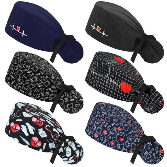 Gorros de lactancia Scrub Caps Honoson para mujer con botones, 6 unidades