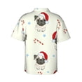 thumbnail image 3 of Bixox Men's Hawaiian Shirts Men's Christmas Pug Dog Print Short-Sleeve Shirt-Medium, 3 of 8