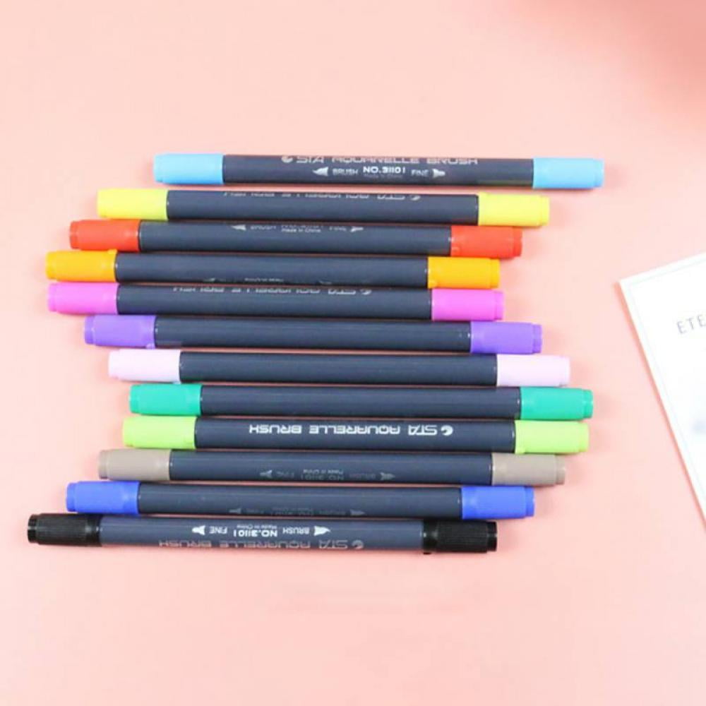 Final clear out!Colors Dual Tip Brush Pens Highlighter Art Markers Fine liners & Brush Tip Watercolor Pen Set for Adult and kids Coloring Books, Calligraphy, Hand Lettering, Note Taking