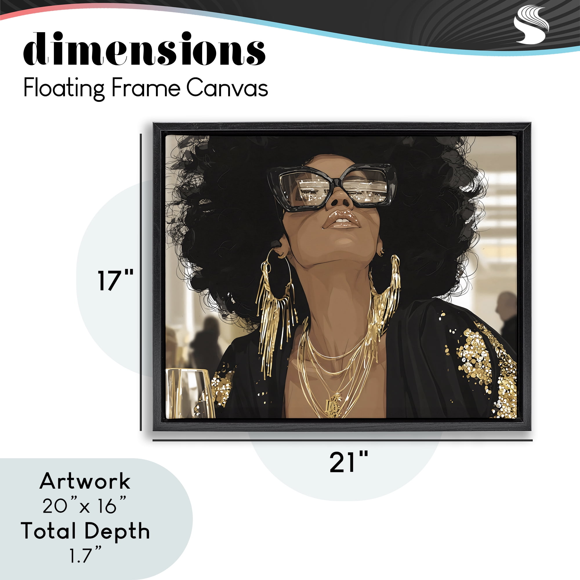 Stupell Industries Full Of Confidence Beautiful Woman Black Framed Floater Canvas Wall Art, design by Franklyn Gregory