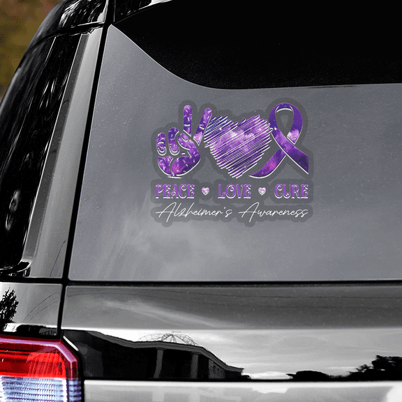 Lotusprinthandmade Alzheimer's Awareness Love Transparent Vinyl Decal 4 Sizes (6x9 Inches)