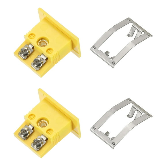 K Type Panel Mount Thermocouple Female Mini Socket 220C(428F) for Thermocouple Wire Connector Male Plug Yellow 2pcs