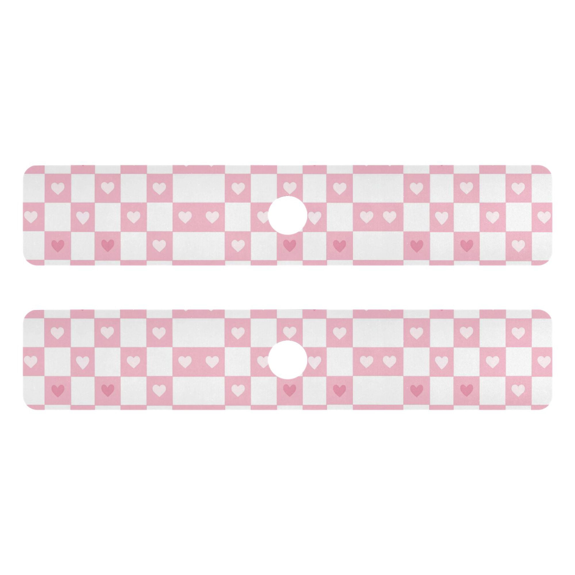 Yayeee Faucet Mat for Kitchen Sink 30" Diatomite Long Splash Guard Pad, Pink Checkered Heart, 2 Pack