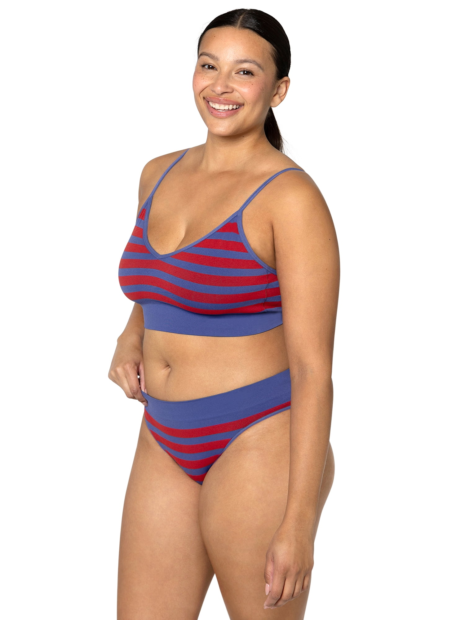 fresh collection by Fruit of the Loom Women's Seamless Cami Bralette and Bikini Underwear Set