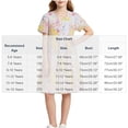 thumbnail image 2 of Kids Cotton Puff Sleeve Floral Princess Dress, Short Sleeve Summer Girls Casual Daily Outfit Dresses for Little Girls 5-15 Years Multicolor B 14-15 Years, 2 of 8