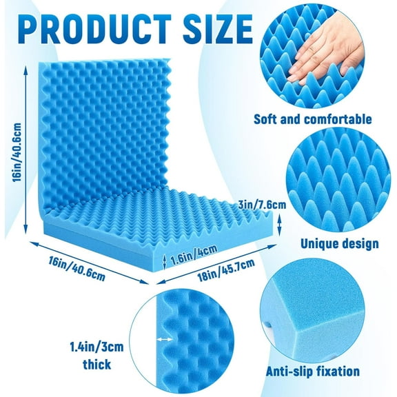 1 Pcs 32 x 18 x 3 Inches Egg Foam Pad Wheelchair Seat Cushion Backrest to Relieve Back Egg Foam Cushions Wheelchair Accessories for Office Chairs Wheelchair Recliner Back Chair