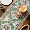 thumbnail image 4 of Green Boho Table Runner 120 Inches Long,Ethnic Geometric Middle Century Art Cotton Linen Table Runners Dresser Scarves,Decorative Fabric Tabletop Scarf Furniture Cover for Home Dinner Party 13"x120", 4 of 9