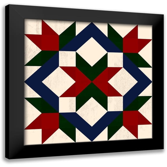 Barnes, Victoria 12x12 Black Modern Framed Museum Art Print Titled - Christmas Barn Quilt I