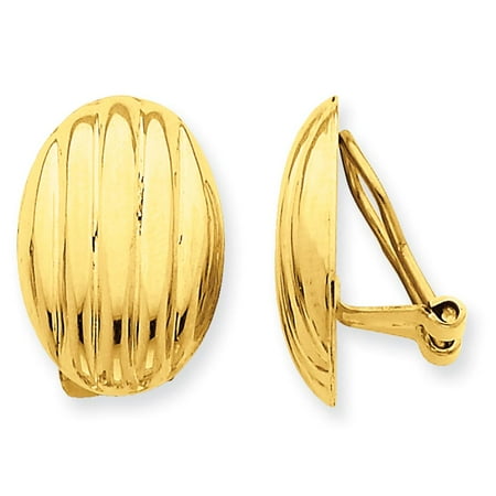 - NEW 14k Yellow Gold Polished Non pierced Fancy Fashion Earrings 20mm x 14mm