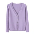 thumbnail image 4 of Sanbonepd Women's Leisure Loose Solid Coat V Neck Button Knitted Sweater Soft Cardigan, 4 of 4