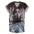 thumbnail image 2 of TANGQIOP T-Shirts for Women Tops V-Neck Short Cap Sleeve Tee Top Halloween Solid Bloodstains Bloody Grimace Print Funny Casual Grey XL, 2 of 3