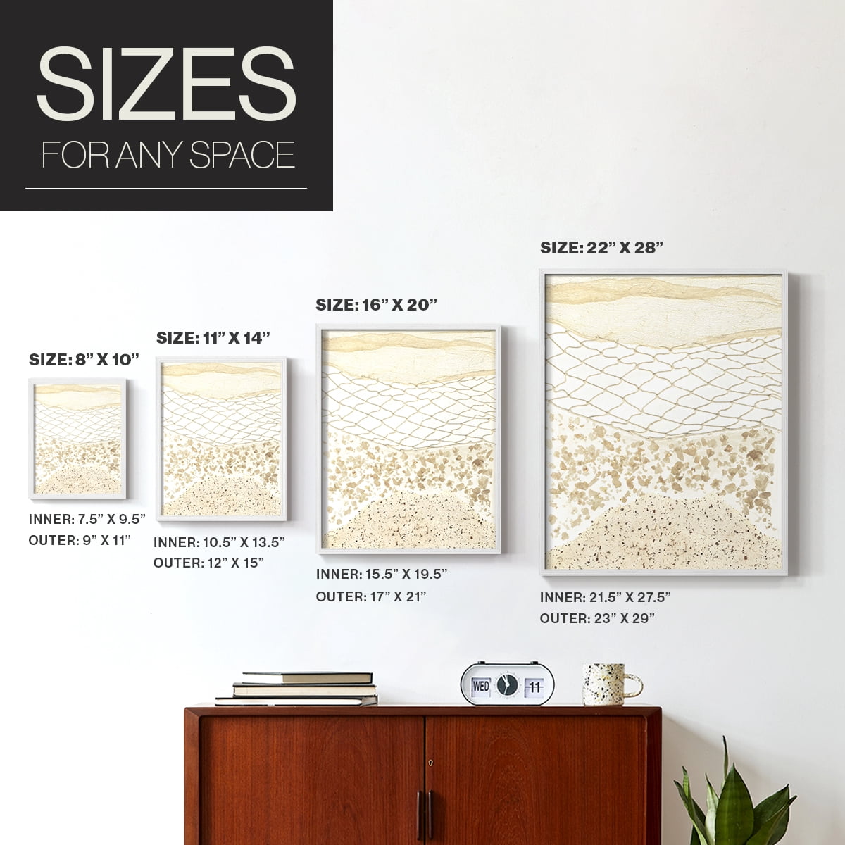 Coast Away II Framed Print in White Solid Wood Framed Print No Nail Hanging