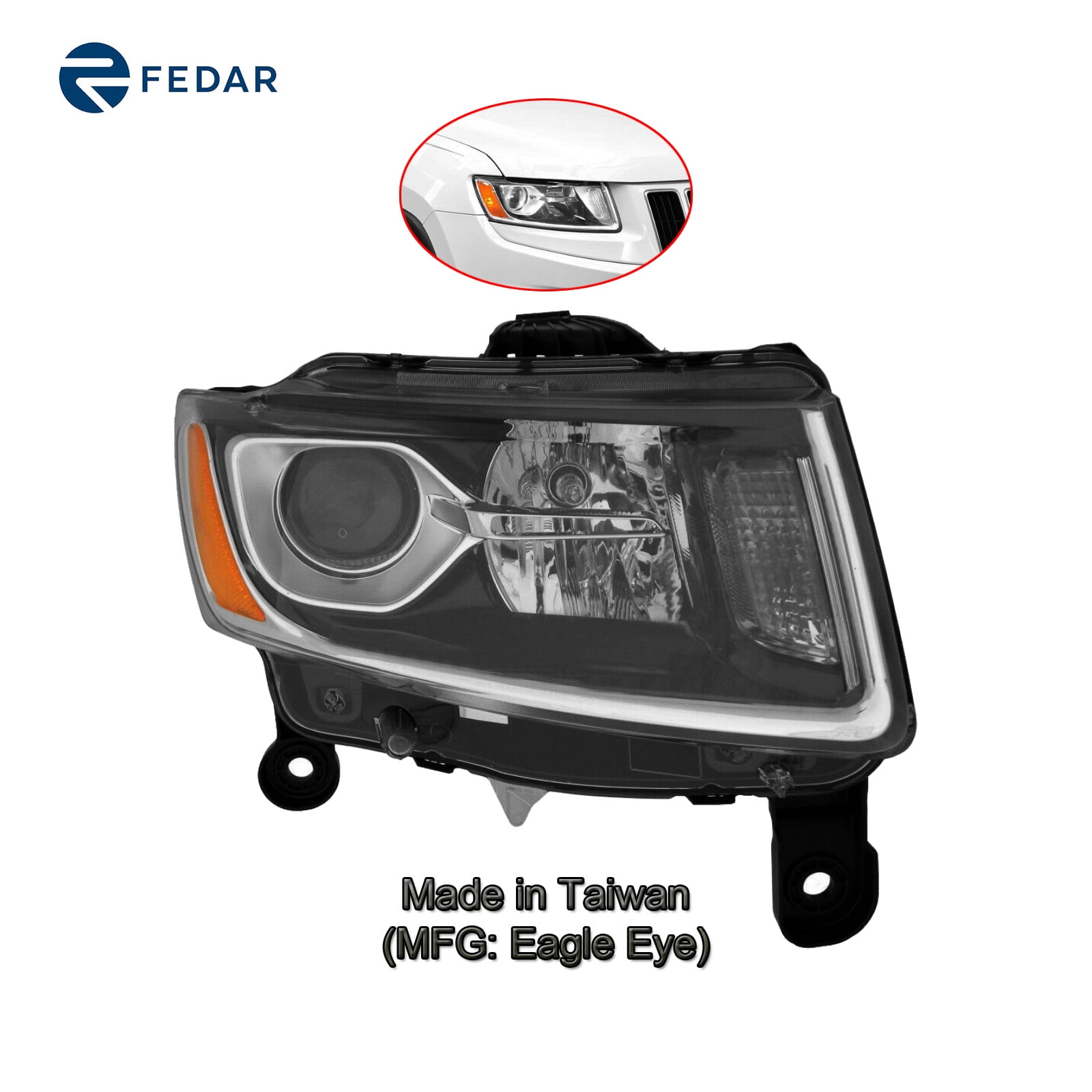 Halogen Headlight Lamp Compatible with 2014 2015 Jeep Grand Cherokee