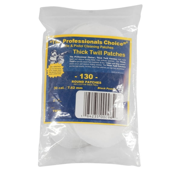 The Professionals Choice Twill Round Cleaning Patches 30 Cal. and 7.62mm 130 pack